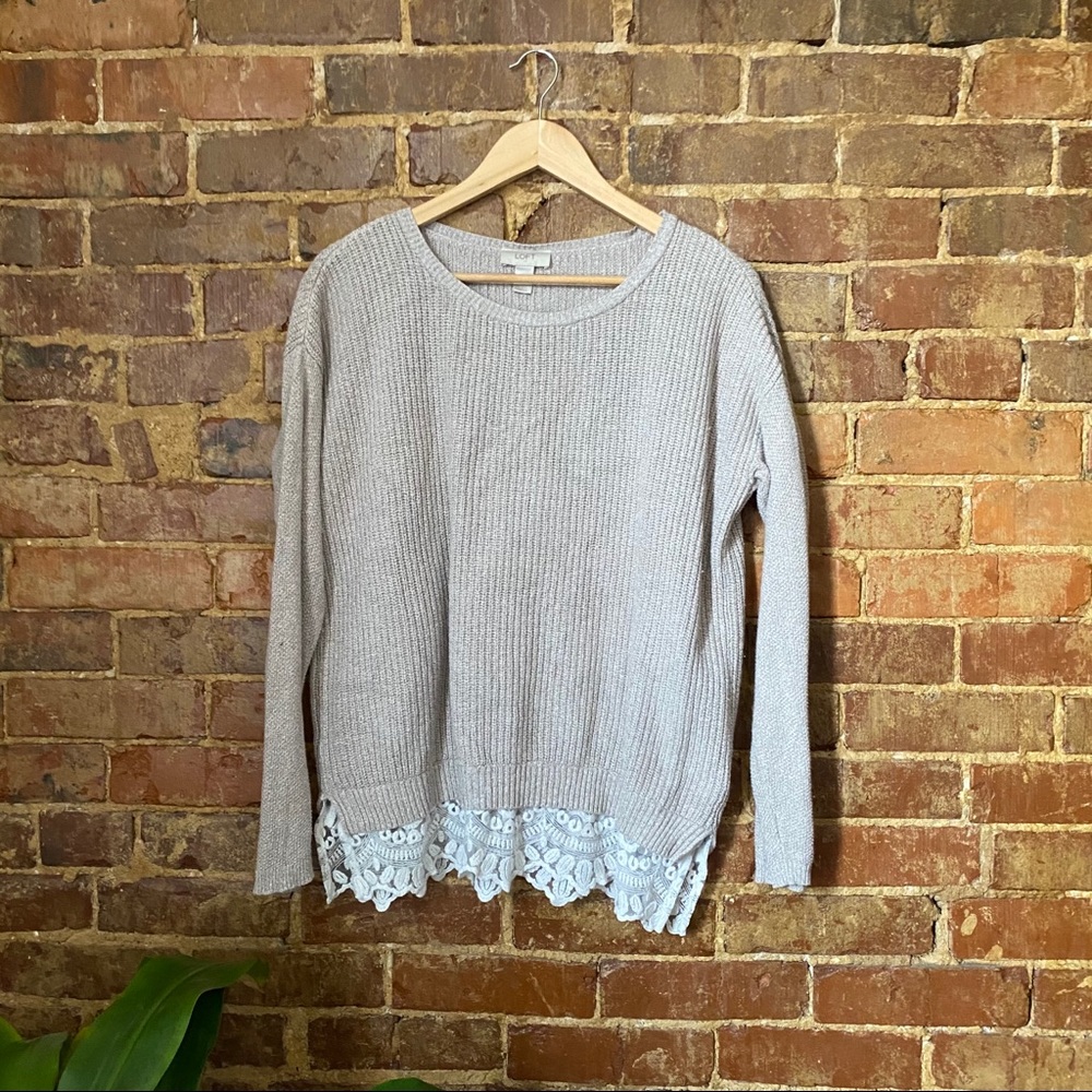Loft Knit Sweater with Lace Hem- Size Large